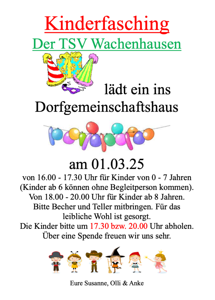 Einladung Kinderfasching 2025